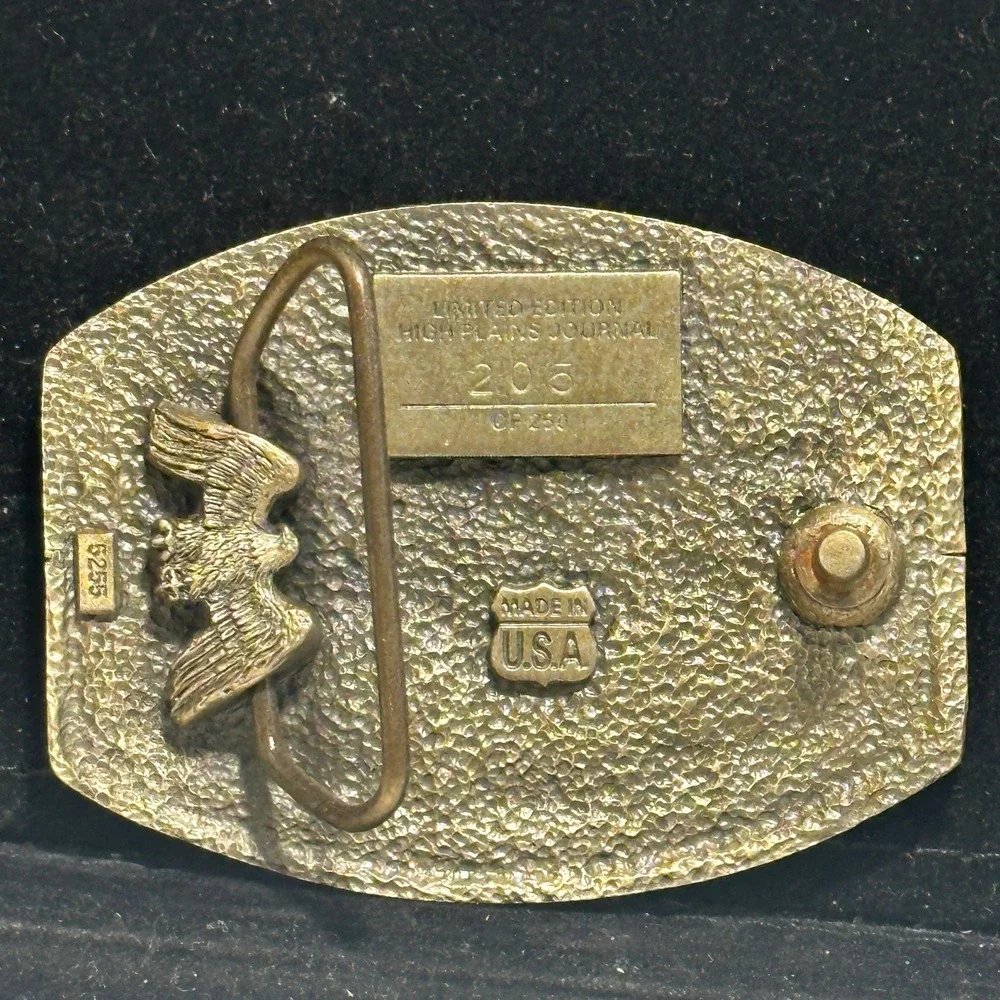 Vintage 2001 High Plains Journal Cowboy Horse Pony Express Western Belt Buckle